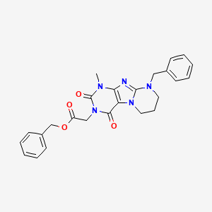 molecular formula C25H25N5O4 B14112352 benzyl 2-(9-benzyl-1-methyl-2,4-dioxo-7,8-dihydro-6H-purino[7,8-a]pyrimidin-3-yl)acetate 