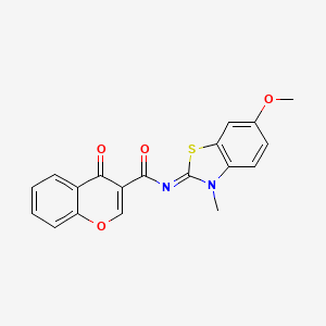 molecular formula C19H14N2O4S B14112583 N-(6-methoxy-3-methyl-1,3-benzothiazol-2-ylidene)-4-oxochromene-3-carboxamide 