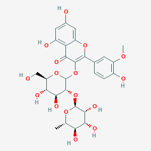molecular formula C28H32O16 B14112693 3-[(3R,4S,5S,6R)-4,5-dihydroxy-6-(hydroxymethyl)-3-[(2S,3R,4R,5R,6S)-3,4,5-trihydroxy-6-methyloxan-2-yl]oxyoxan-2-yl]oxy-5,7-dihydroxy-2-(4-hydroxy-3-methoxyphenyl)chromen-4-one 