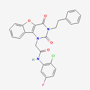 molecular formula C26H19ClFN3O4 B14112796 N-(2-chloro-5-fluorophenyl)-2-[2,4-dioxo-3-(2-phenylethyl)-3,4-dihydro[1]benzofuro[3,2-d]pyrimidin-1(2H)-yl]acetamide 