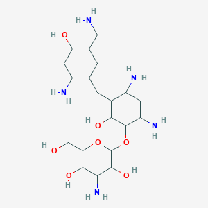 molecular formula C20H41N5O7 B14112914 4-Amino-2-[6-amino-3-[3-amino-6-(aminomethyl)-5-hydroxy-tetrahydropyran-2-yl]oxy-2-hydroxy-cyclohexoxy]-6-(hydroxymethyl)tetrahydropyran-3,5-diol 