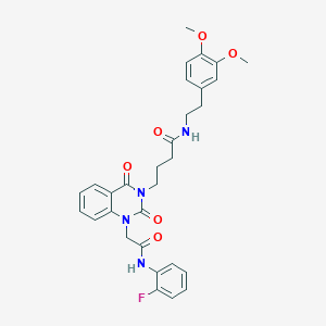 molecular formula C30H31FN4O6 B14112981 N-[2-(3,4-dimethoxyphenyl)ethyl]-4-(1-{[(2-fluorophenyl)carbamoyl]methyl}-2,4-dioxo-1,2,3,4-tetrahydroquinazolin-3-yl)butanamide 
