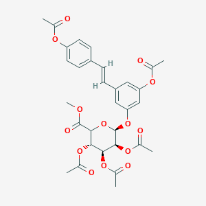 molecular formula C31H32O14 B14112996 methyl (3S,4S,5S,6S)-3,4,5-triacetyloxy-6-[3-acetyloxy-5-[(E)-2-(4-acetyloxyphenyl)ethenyl]phenoxy]oxane-2-carboxylate 