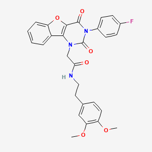 molecular formula C28H24FN3O6 B14113214 N-(3,4-dimethoxyphenethyl)-2-(3-(4-fluorophenyl)-2,4-dioxo-3,4-dihydrobenzofuro[3,2-d]pyrimidin-1(2H)-yl)acetamide 