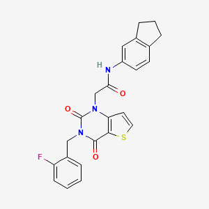 molecular formula C24H20FN3O3S B14113275 N-(2,3-dihydro-1H-inden-5-yl)-2-(3-(2-fluorobenzyl)-2,4-dioxo-3,4-dihydrothieno[3,2-d]pyrimidin-1(2H)-yl)acetamide 