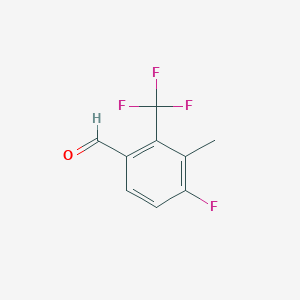 molecular formula C9H6F4O B1411333 4-Fluoro-3-methyl-2-(trifluoromethyl)benzaldehyde CAS No. 1706438-84-7