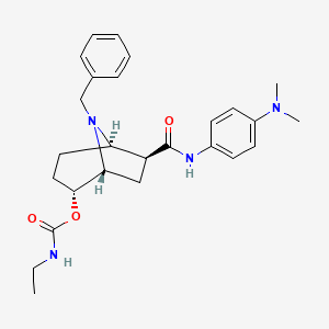 molecular formula C26H34N4O3 B14113441 CarbaMic acid, N-ethyl-, (1R,2R,5R,6S)-6-[[[4-(diMethylaMino)phenyl]aMino]carbonyl]-8-(phenylMethyl)-8-azabicyclo[3.2.1]oct-2-yl ester 