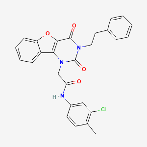 molecular formula C27H22ClN3O4 B14113793 N-(3-chloro-4-methylphenyl)-2-[2,4-dioxo-3-(2-phenylethyl)-3,4-dihydro[1]benzofuro[3,2-d]pyrimidin-1(2H)-yl]acetamide 