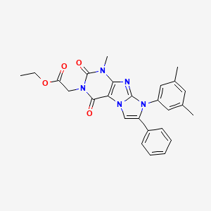 molecular formula C26H25N5O4 B14113828 ethyl 2-(8-(3,5-dimethylphenyl)-1-methyl-2,4-dioxo-7-phenyl-1H-imidazo[2,1-f]purin-3(2H,4H,8H)-yl)acetate 