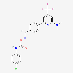 molecular formula C22H18ClF3N4O2 B1411384 O-(4-chlorophenylamino)carbonyl-4-(6-dimethylamino-4-trifluoromethylpyridin-2-yl)benzaldehyde oxime CAS No. 1311283-82-5