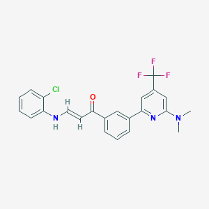 molecular formula C23H19ClF3N3O B1411389 (E)-3-(2-Chloro-phenylamino)-1-[3-(6-dimethylamino-4-trifluoromethyl-pyridin-2-yl)-phenyl]-propenone CAS No. 1311283-81-4