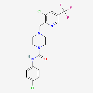 molecular formula C18H17Cl2F3N4O B1411393 4-(3-Chloro-5-trifluoromethyl-pyridin-2-ylmethyl)-piperazine-1-carboxylic acid (4-chloro-phenyl)-amide CAS No. 1311279-57-8