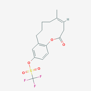 molecular formula C16H17F3O5S B14113934 Methanesulfonic acid, 1,1,1-trifluoro-, (4Z)-2,3,6,7,8,9-hexahydro-5-Methyl-2-oxo-1-benzoxacycloundecin-11-yl ester 