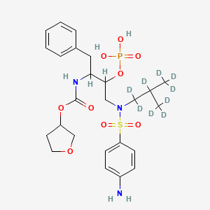 molecular formula C25H36N3O9PS B14113951 oxolan-3-yl N-[4-[(4-aminophenyl)sulfonyl-[1,1,2,3,3,3-hexadeuterio-2-(trideuteriomethyl)propyl]amino]-1-phenyl-3-phosphonooxybutan-2-yl]carbamate 