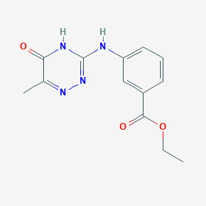 molecular formula C13H14N4O3 B14113971 Ethyl 3-[(5-hydroxy-6-methyl-1,2,4-triazin-3-yl)amino]benzoate 