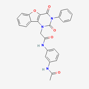 molecular formula C26H20N4O5 B14114038 N-(3-acetamidophenyl)-2-(2,4-dioxo-3-phenyl-3,4-dihydrobenzofuro[3,2-d]pyrimidin-1(2H)-yl)acetamide 