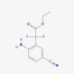 molecular formula C11H10F2N2O2 B14114127 Ethyl 2-(2-amino-5-cyanophenyl)-2,2-difluoroacetate 