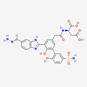 molecular formula C26H24N6O9S B14114152 D-Aspartic acid, N-[[5-[5-(aMinoiMinoMethyl)-1H-benziMidazol-2-yl]-5'-(aMinosulfonyl)-2',6-dihydroxy[1,1'-biphenyl]-3-yl]acetyl]-(9CI) 