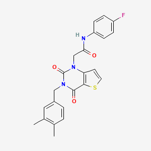 molecular formula C23H20FN3O3S B14114158 2-(3-(3,4-dimethylbenzyl)-2,4-dioxo-3,4-dihydrothieno[3,2-d]pyrimidin-1(2H)-yl)-N-(4-fluorophenyl)acetamide 