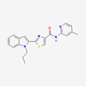 molecular formula C21H20N4OS B14114320 N-(4-methylpyridin-2-yl)-2-(1-propyl-1H-indol-2-yl)thiazole-4-carboxamide CAS No. 1170293-25-0