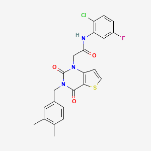 molecular formula C23H19ClFN3O3S B14114336 N-(2-chloro-5-fluorophenyl)-2-(3-(3,4-dimethylbenzyl)-2,4-dioxo-3,4-dihydrothieno[3,2-d]pyrimidin-1(2H)-yl)acetamide 
