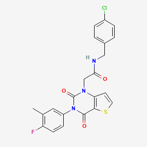 molecular formula C22H17ClFN3O3S B14114373 N-(4-chlorobenzyl)-2-(3-(4-fluoro-3-methylphenyl)-2,4-dioxo-3,4-dihydrothieno[3,2-d]pyrimidin-1(2H)-yl)acetamide 