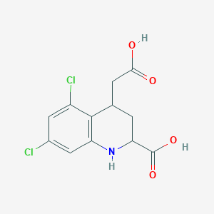 molecular formula C12H11Cl2NO4 B141144 2-Carboxy-4-(carboxymethyl)-5,7-dichloro-1,2,3,4-tetrahydroquinoline CAS No. 132691-83-9