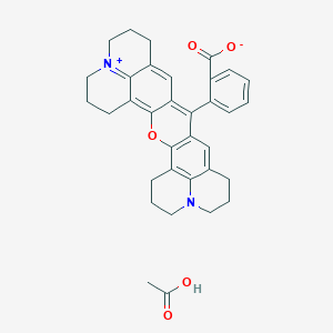 molecular formula C34H34N2O5 B14114496 Acetic acid;2-(3-oxa-23-aza-9-azoniaheptacyclo[17.7.1.15,9.02,17.04,15.023,27.013,28]octacosa-1(27),2(17),4,9(28),13,15,18-heptaen-16-yl)benzoate 