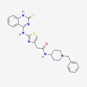 molecular formula C25H26N6OS2 B14114905 N-(1-benzylpiperidin-4-yl)-2-(2-((2-thioxo-1,2-dihydroquinazolin-4-yl)amino)thiazol-4-yl)acetamide 