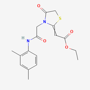 molecular formula C17H20N2O4S B14114977 Ethyl 2-[3-[2-(2,4-dimethylanilino)-2-oxoethyl]-4-oxo-1,3-thiazolidin-2-ylidene]acetate 