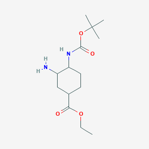 molecular formula C14H26N2O4 B14115061 Ethyl (1R,3R,4S)-3-amino-4-{[(tert-butoxy)carbonyl]amino}cyclohexane-1-carboxylate 