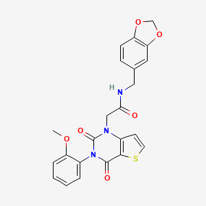 molecular formula C23H19N3O6S B14115067 N-(1,3-benzodioxol-5-ylmethyl)-2-[3-(2-methoxyphenyl)-2,4-dioxo-3,4-dihydrothieno[3,2-d]pyrimidin-1(2H)-yl]acetamide 