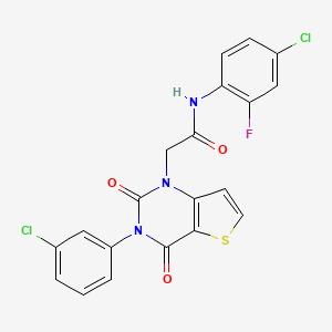 molecular formula C20H12Cl2FN3O3S B14115144 N-(4-chloro-2-fluorophenyl)-2-(3-(3-chlorophenyl)-2,4-dioxo-3,4-dihydrothieno[3,2-d]pyrimidin-1(2H)-yl)acetamide 