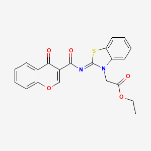 molecular formula C21H16N2O5S B14115242 Ethyl 2-[2-(4-oxochromene-3-carbonyl)imino-1,3-benzothiazol-3-yl]acetate 