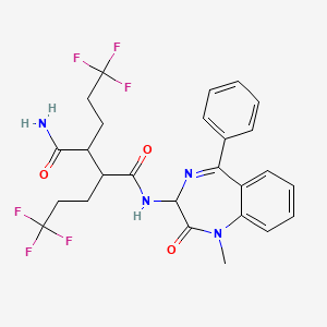 molecular formula C26H26F6N4O3 B14115353 N'-(1-methyl-2-oxo-5-phenyl-3H-1,4-benzodiazepin-3-yl)-2,3-bis(3,3,3-trifluoropropyl)butanediamide 