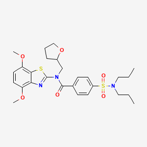 molecular formula C27H35N3O6S2 B14115488 N-(4,7-dimethoxybenzo[d]thiazol-2-yl)-4-(N,N-dipropylsulfamoyl)-N-((tetrahydrofuran-2-yl)methyl)benzamide CAS No. 1170894-80-0