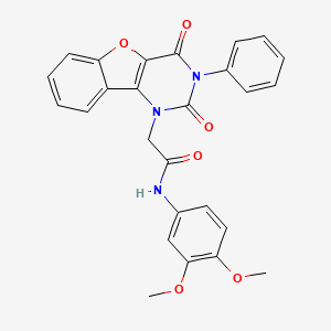 molecular formula C26H21N3O6 B14115580 N-(3,4-dimethoxyphenyl)-2-(2,4-dioxo-3-phenyl-3,4-dihydrobenzofuro[3,2-d]pyrimidin-1(2H)-yl)acetamide 