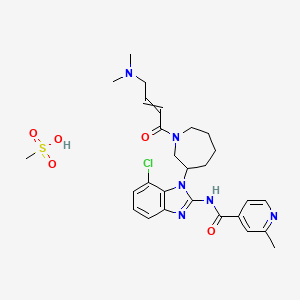 molecular formula C27H35ClN6O5S B14115727 N-[7-chloro-1-[1-[4-(dimethylamino)but-2-enoyl]azepan-3-yl]benzimidazol-2-yl]-2-methylpyridine-4-carboxamide;methanesulfonic acid 
