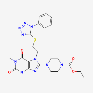 molecular formula C23H28N10O4S B14115762 Ethyl 4-[1,3-dimethyl-2,6-dioxo-7-[2-(1-phenyltetrazol-5-yl)sulfanylethyl]purin-8-yl]piperazine-1-carboxylate 