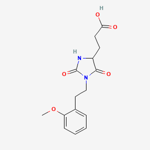 molecular formula C15H18N2O5 B1411598 3-{1-[2-(2-Methoxyphenyl)ethyl]-2,5-dioxoimidazolidin-4-yl}propanoic acid CAS No. 1955514-48-3