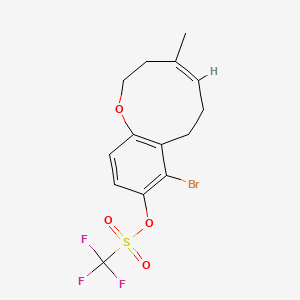 molecular formula C14H14BrF3O4S B14116059 Methanesulfonic acid, 1,1,1-trifluoro-, (4Z)-8-broMo-2,3,6,7-tetrahydro-4-Methyl-1-benzoxonin-9-yl ester 