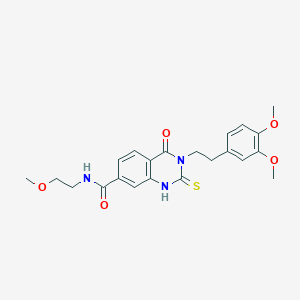 molecular formula C22H25N3O5S B14116085 3-(3,4-dimethoxyphenethyl)-N-(2-methoxyethyl)-4-oxo-2-thioxo-1,2,3,4-tetrahydroquinazoline-7-carboxamide 
