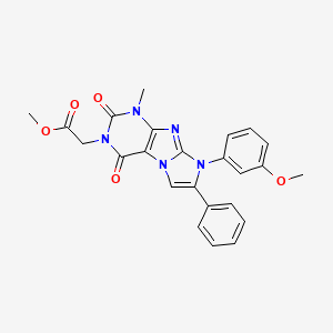 molecular formula C24H21N5O5 B14117618 methyl 2-(8-(3-methoxyphenyl)-1-methyl-2,4-dioxo-7-phenyl-1H-imidazo[2,1-f]purin-3(2H,4H,8H)-yl)acetate 