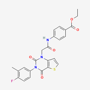 molecular formula C24H20FN3O5S B14117624 ethyl 4-({[3-(4-fluoro-3-methylphenyl)-2,4-dioxo-3,4-dihydrothieno[3,2-d]pyrimidin-1(2H)-yl]acetyl}amino)benzoate 