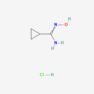 molecular formula C4H9ClN2O B14117718 N'-oxidanylcyclopropanecarboximidamide hydrochloride 