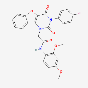 molecular formula C26H20FN3O6 B14117903 N-(2,4-dimethoxyphenyl)-2-(3-(4-fluorophenyl)-2,4-dioxo-3,4-dihydrobenzofuro[3,2-d]pyrimidin-1(2H)-yl)acetamide 
