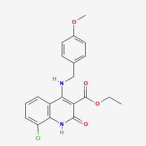 molecular formula C20H19ClN2O4 B14117920 Ethyl 8-chloro-4-((4-methoxybenzyl)amino)-2-oxo-1,2-dihydroquinoline-3-carboxylate 