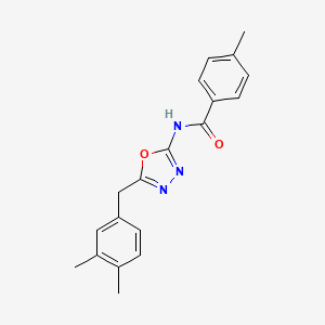 molecular formula C19H19N3O2 B14117970 N-(5-(3,4-dimethylbenzyl)-1,3,4-oxadiazol-2-yl)-4-methylbenzamide CAS No. 1170568-71-4