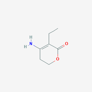 molecular formula C7H11NO2 B141180 4-Amino-5-ethyl-2,3-dihydropyran-6-one CAS No. 131792-98-8