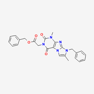 molecular formula C25H23N5O4 B14118052 benzyl 2-(8-benzyl-1,7-dimethyl-2,4-dioxo-1H-imidazo[2,1-f]purin-3(2H,4H,8H)-yl)acetate 